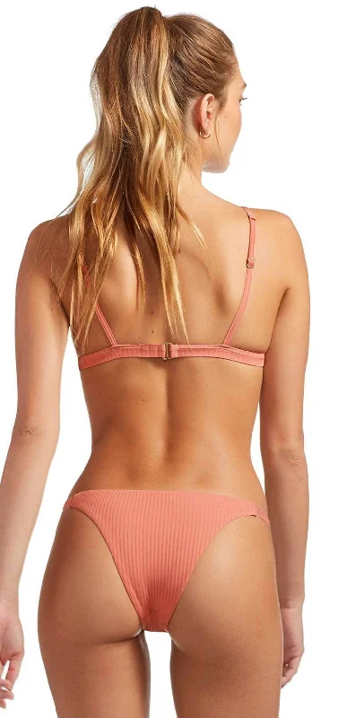 Women’s bikini bottoms gathered -Vitamin A EcoRib Carmen Bikini Bottom in Soft Coral