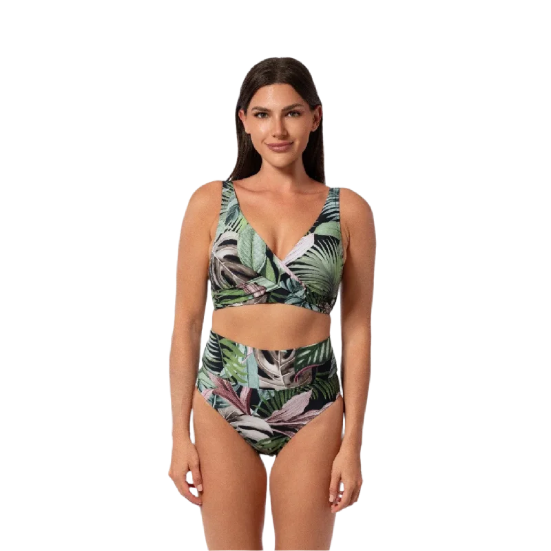 ladies bikini top elegant style -Jantzen Vera Surplice Bra Swim Top - Jungle Glam Black