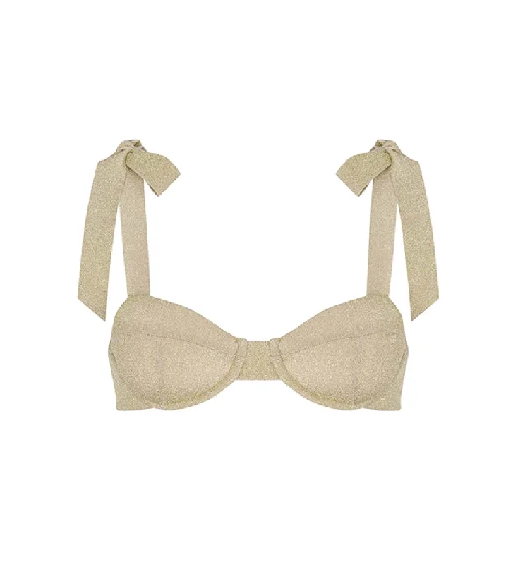 ladies bikini top statement piece -Mina Gold Bikini Top