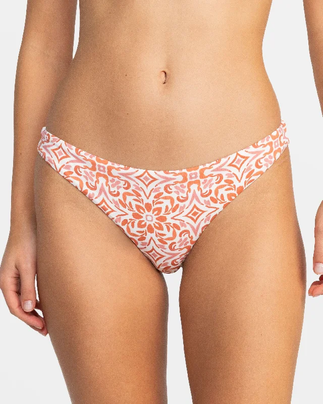 Women’s bikini bottoms seasonal -Fresco Tile Cheeky Bikini Bottom - Cloud Dancer Fresco Tile