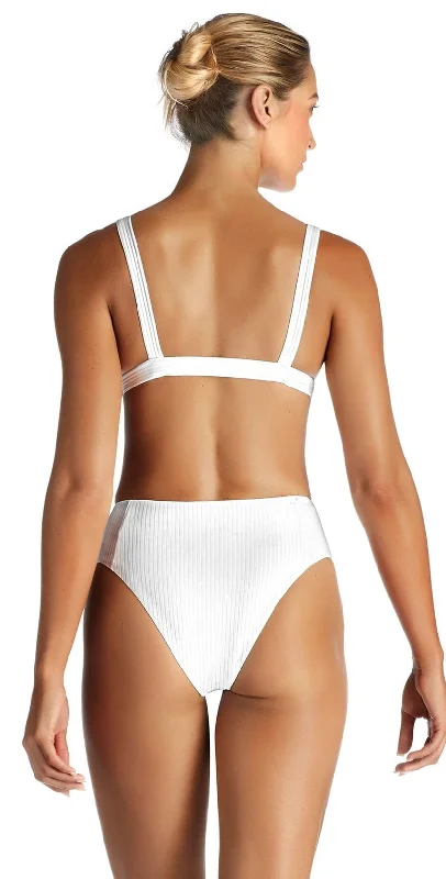 Women’s bikini bottoms retro -Vitamin A Sienna EcoRib High Waist Bottom in White 814B ERW