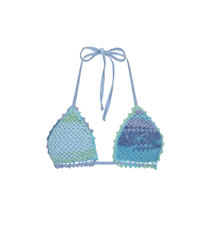 ladies bikini top floral print -Kendall Blue Crochet Bikini Top