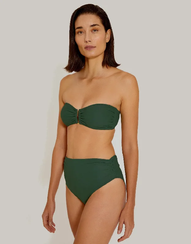 Women’s bikini bottoms khaki -High Waist European Cut Bikini Bottom in Brunswick Green