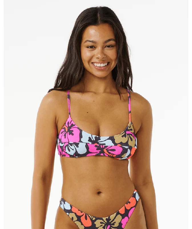 ladies bikini top relaxing dip -Rip Curl Hibiscus Heat Crop Top-Multi