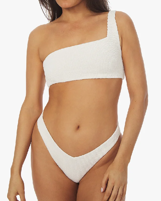 ladies bikini top casual swim -One Shoulder Spongie Seersucker Bikini Top