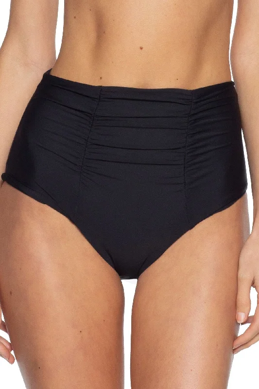 Women’s bikini bottoms retro -Becca Color Code Black Vintage High Waist Bottom