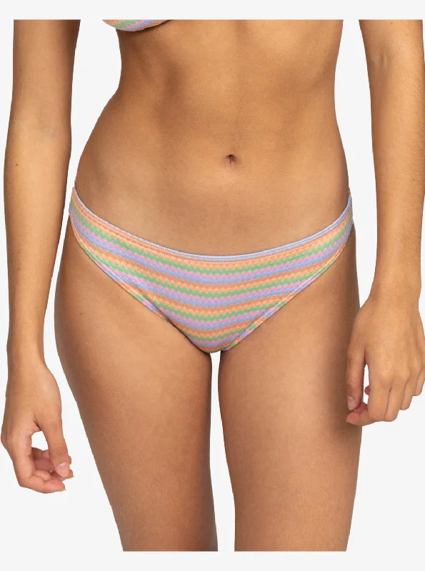 Women’s bikini bottoms zebra -Wavy Stripe Moderate Bikini Bottom - Papaya Wavy Stripe S