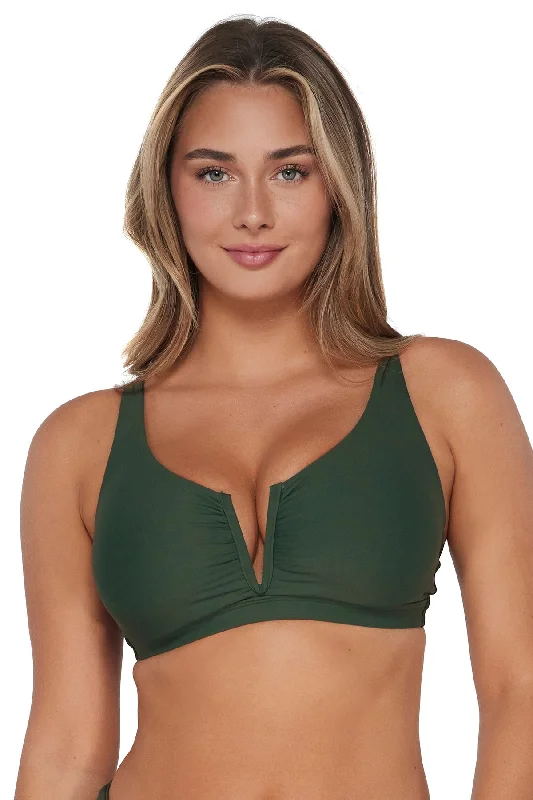 ladies bikini top adjustable straps -Sunsets Island Green Vienna V-Wire Top