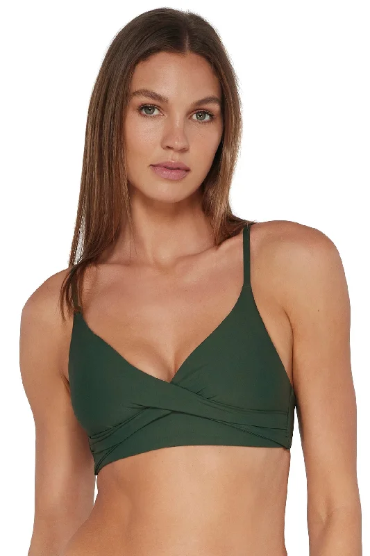 ladies bikini top glitter finish -Sunsets Island Green Lyla Bralette Top