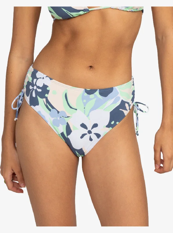 Women’s bikini bottoms midnight -Printed Beach Classics Moderate Side-Tie Bikini Bottom - Vintage Indigo Archive Roxy