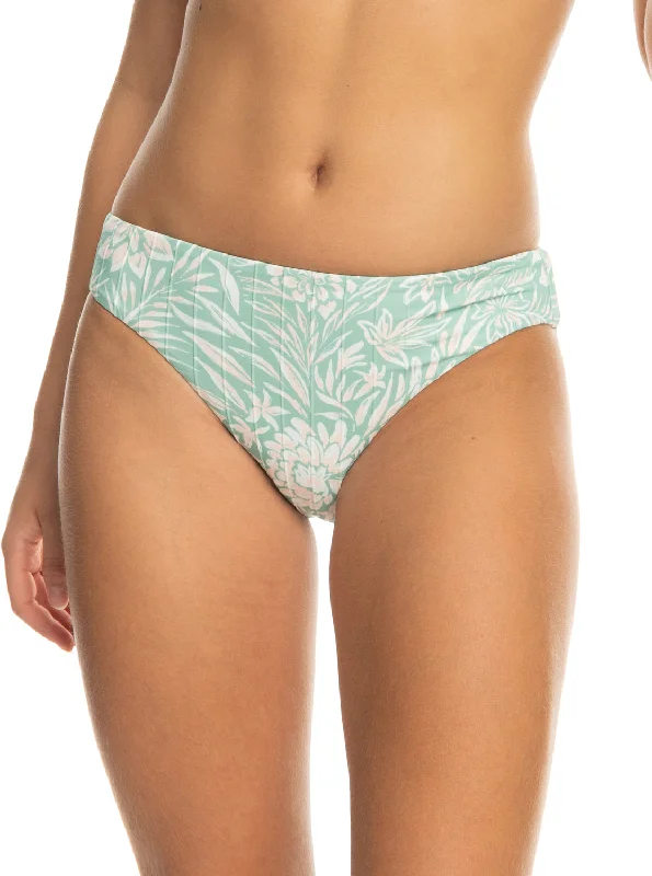 Women’s bikini bottoms floral -Rib Roxy Love The Comber Bikini Bottom - Blue Surf Planao Apparel