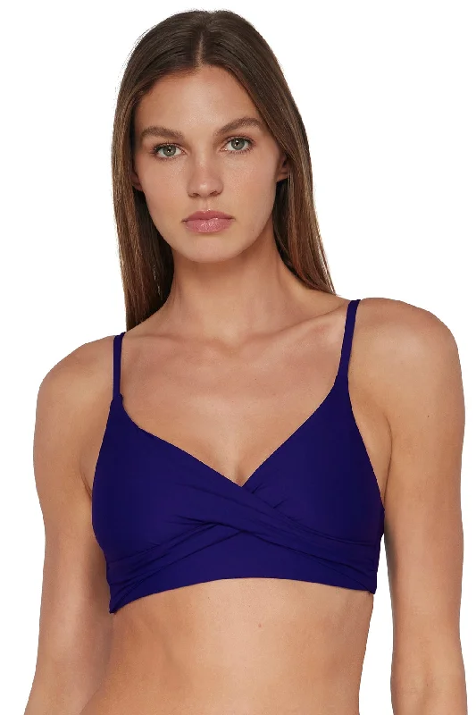 ladies bikini top ribbed knit -Sunsets Indigo Lyla Bralette Top