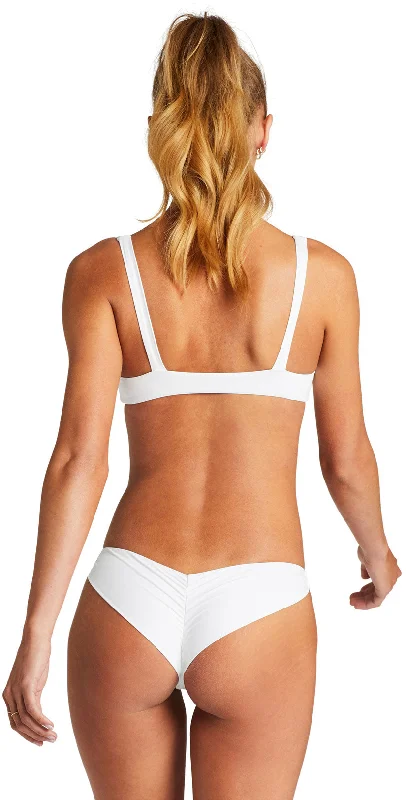 Women’s bikini bottoms metallic -Vitamin A EcoLux Samba Ruched Back Bottom in White