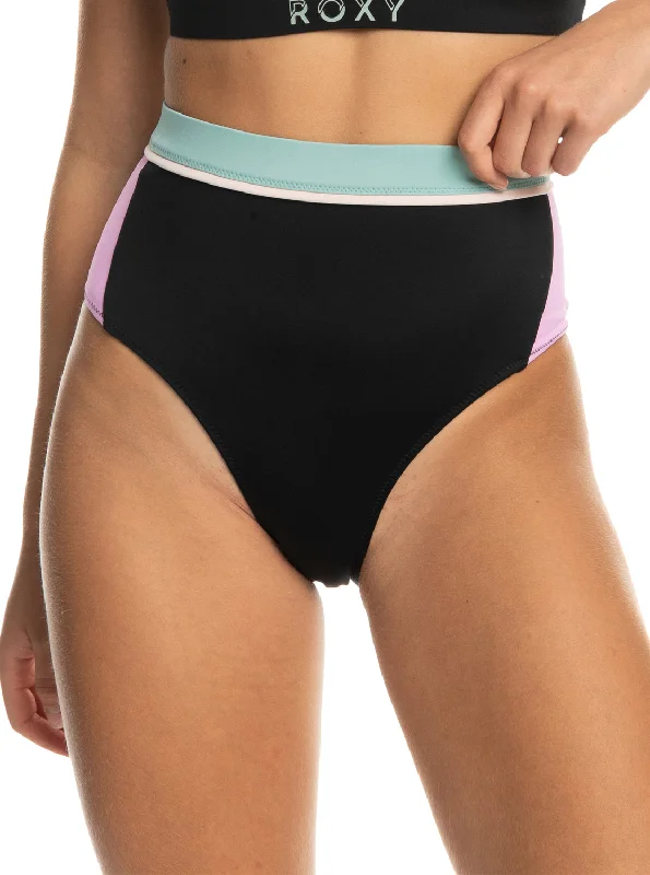 Women’s bikini bottoms beach party -Roxy Active High Waist Bikini Bottom - Anthracite