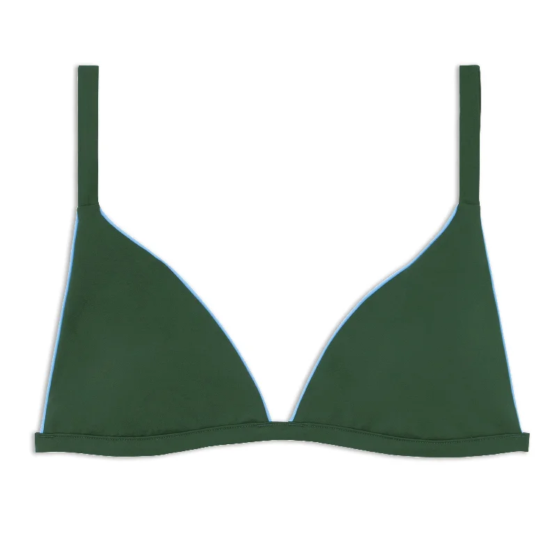 ladies bikini top supportive fit -women's hillside green triangle bikini top