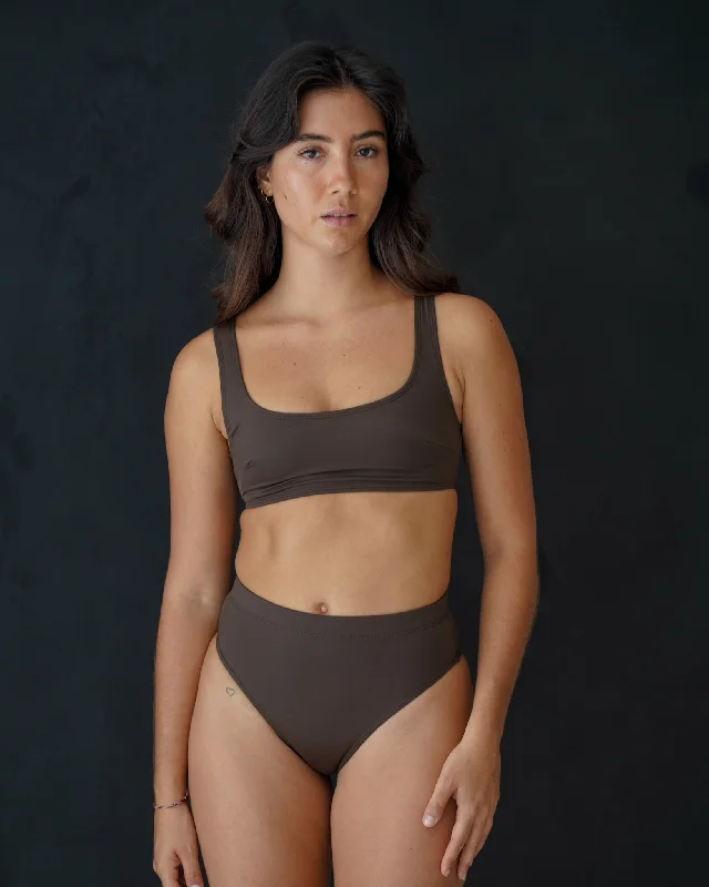 Noserider Surf Bikini Top in Espresso Brown