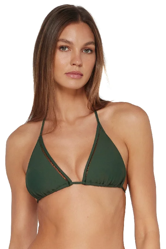 ladies bikini top with fringe -Sunsets Island Green Laney Triangle Top