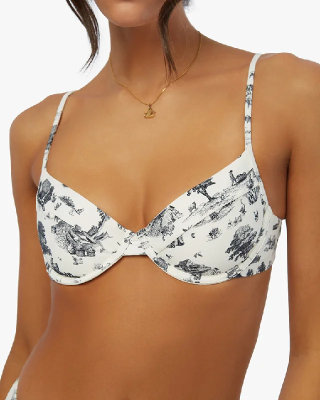 ladies bikini top clearance item -Full Coverage Cottage Toile Underwire Bikini Top