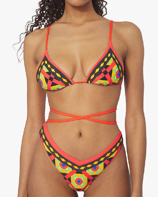 ladies bikini top sweetheart neck -Cooper Wrap Mosaic Bikini Top