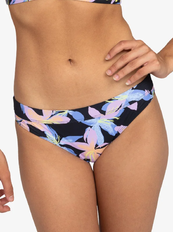 Women’s bikini bottoms padded -Roxy Active Printed Bikini Bottom - Anthracite Kiss