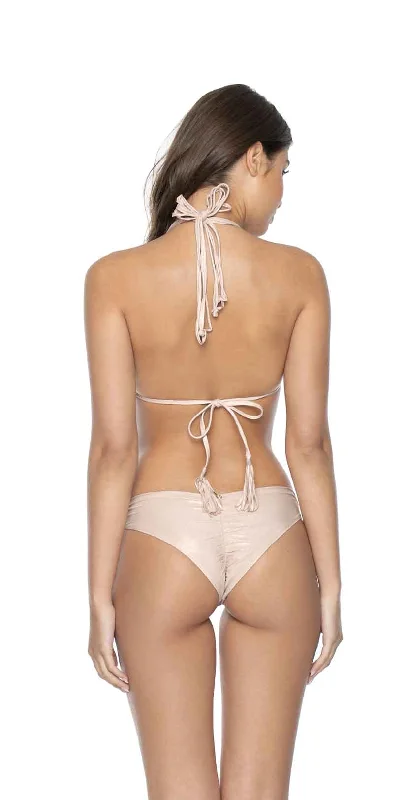 Women’s bikini bottoms party -PilyQ Seashell Basic Ruched Teeny Bottom