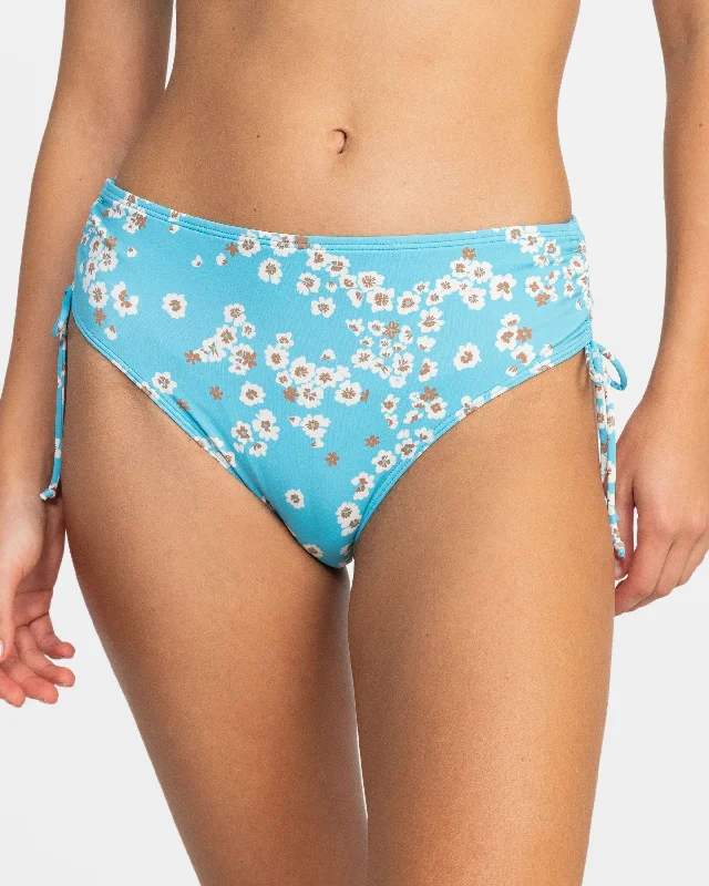 Women’s bikini bottoms floral -Printed Beach Classics Side Tie Moderate Bikini Bottom - Maui Blue Margarita