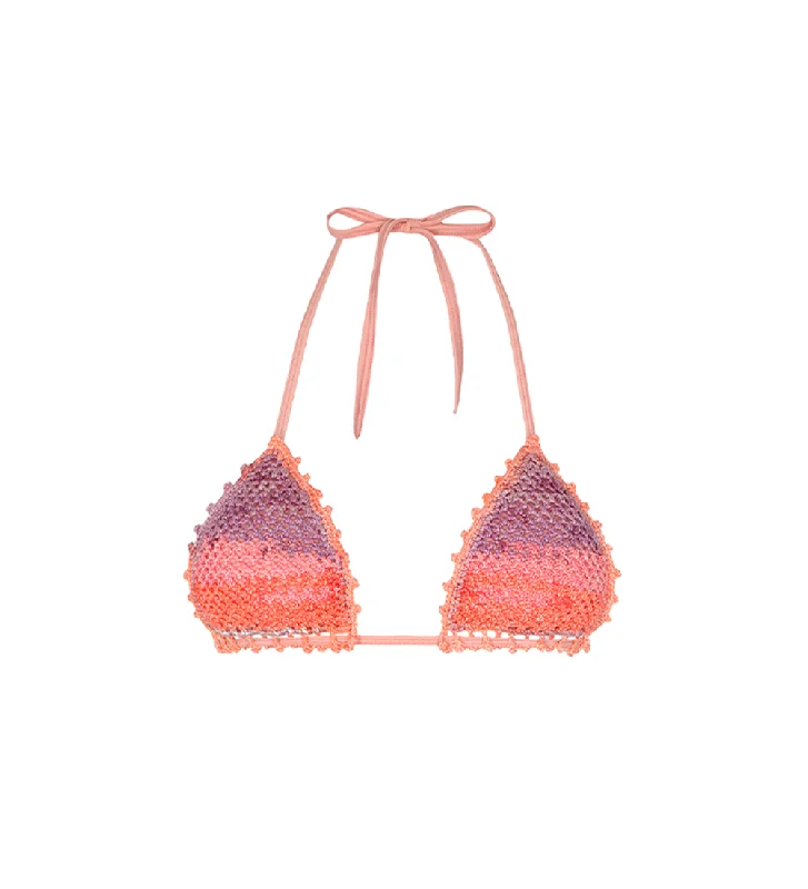 ladies bikini top eco friendly -Kendall Pink Crochet Bikini Top