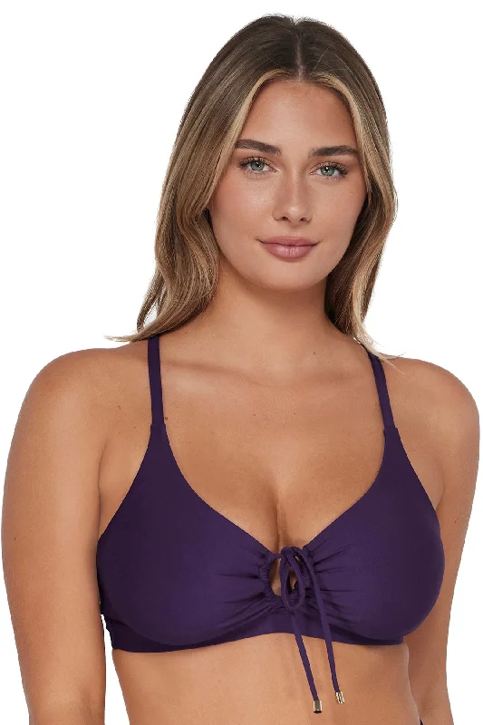 ladies bikini top mid range -Sunsets Paradise Plum Kauai Keyhole Top