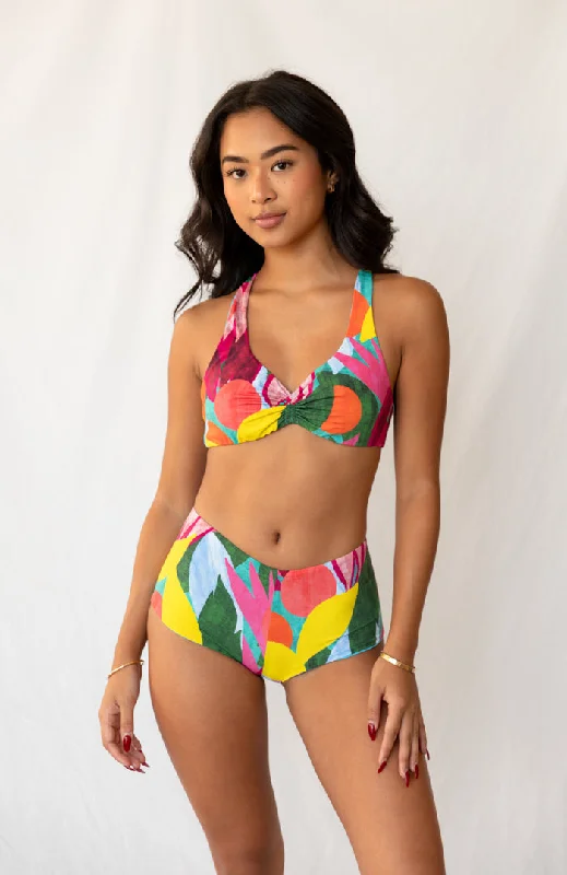 Women’s bikini bottoms shell -80’s Muse Kaleidoscope High Waist Full Coverage Bikini Bottom