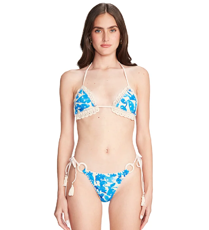 ladies bikini top soft lining -Acacia Broderie Blue Flowers Top