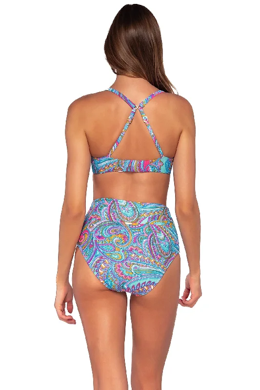 Women’s bikini bottoms muted -Sunsets Paisley Pop Hannah High Waist Bottom