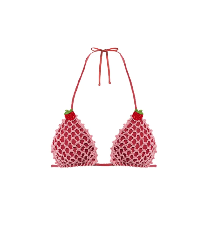 ladies bikini top top rated -Missy Strawberry Mesh Bikini Top