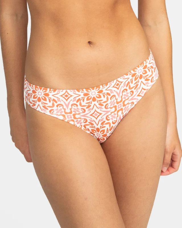 Women’s bikini bottoms cheetah -Fresco Tile Hipster Bikini Bottom - Cloud Dancer Fresco Tile