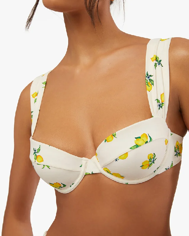 ladies bikini top party ready -Claudia  Ditsy Lemons Bikini Top