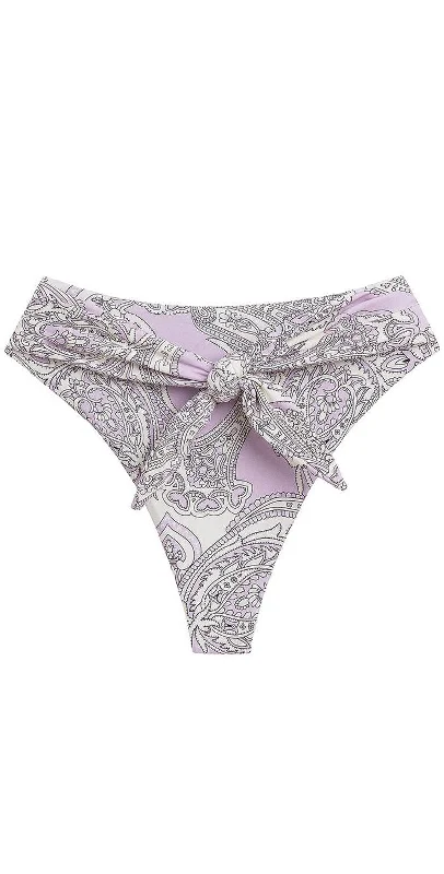 Women’s bikini bottoms maternity -Montce Swim Paula Lilac Paisley Tie-Up Bikini Bottom