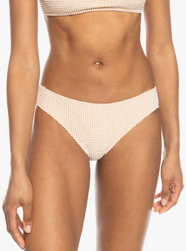 Women’s bikini bottoms eco-friendly -Gingham Hipster Bikini Bottom - Porcini