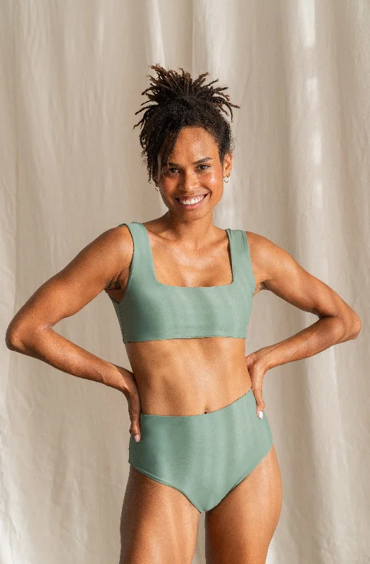 ladies bikini top sporty solids -Eden Top Army Green