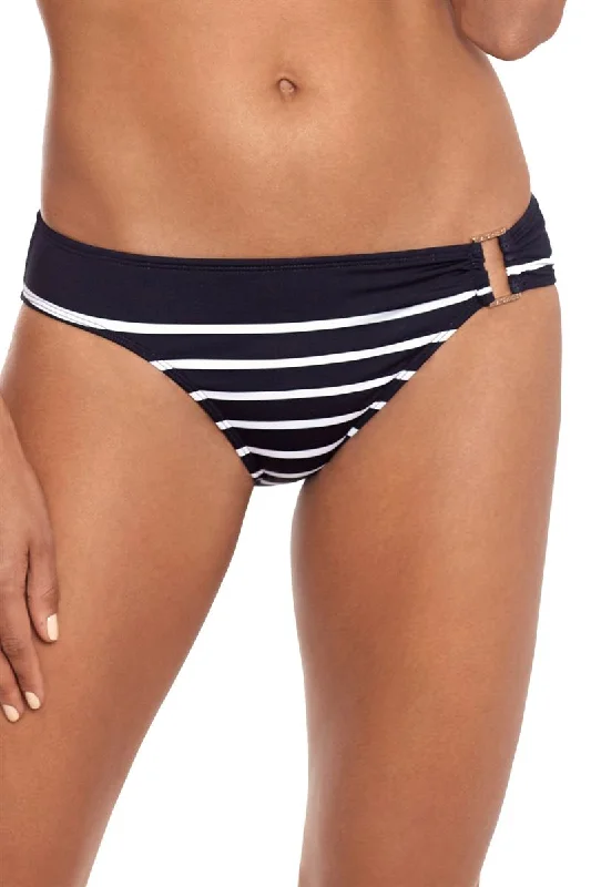 Women’s bikini bottoms geometric -SALE Ralph Lauren Breton Stripe Black Ring Front Hipster Bottom