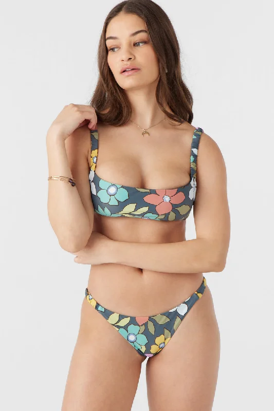 ladies bikini top high cut -O'Neill Layla Floral Bundoran Top-Slate