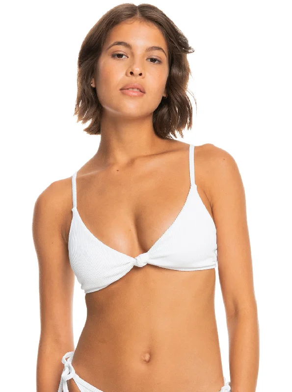 ladies bikini top sophisticated -Roxy Rib Roxy Love The Surf Knot Top-Bright White