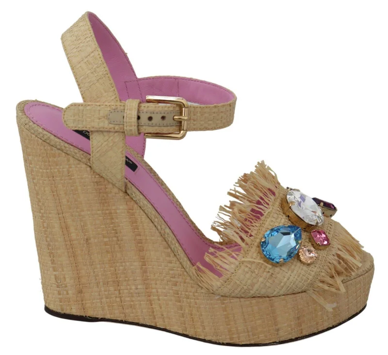 Women’s sandals adventure -Dolce & Gabbana  Silk Strap Wedge Women's Sandals