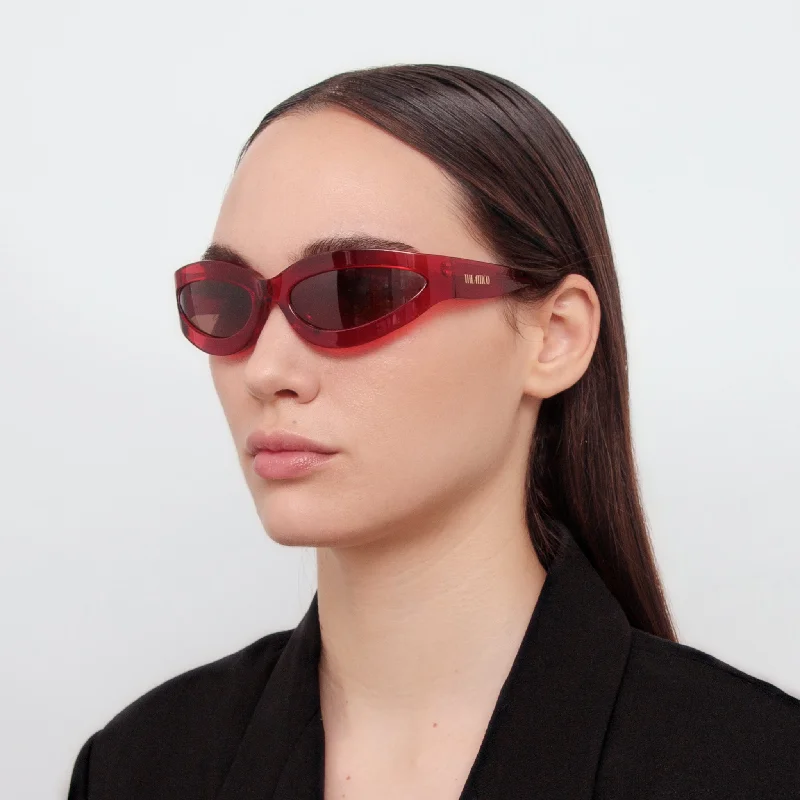 sunglasses steampunk vibe -Agnes Wrap Sunglasses in Red