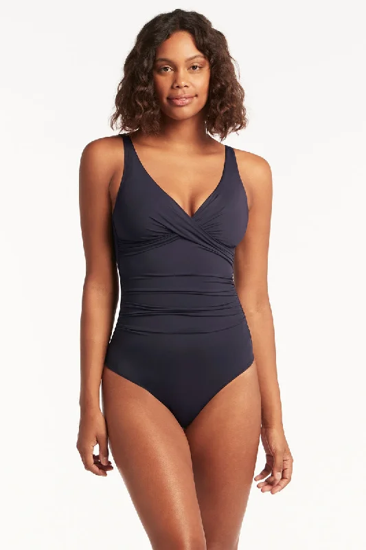 Women’s one-piece swimsuit shaping -Eco Essentials Cross Front One Piece