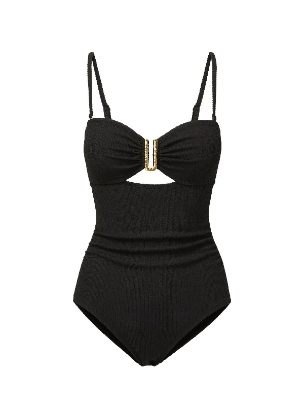 Women’s one-piece swimsuit custom -Lisa One Piece Black Texture