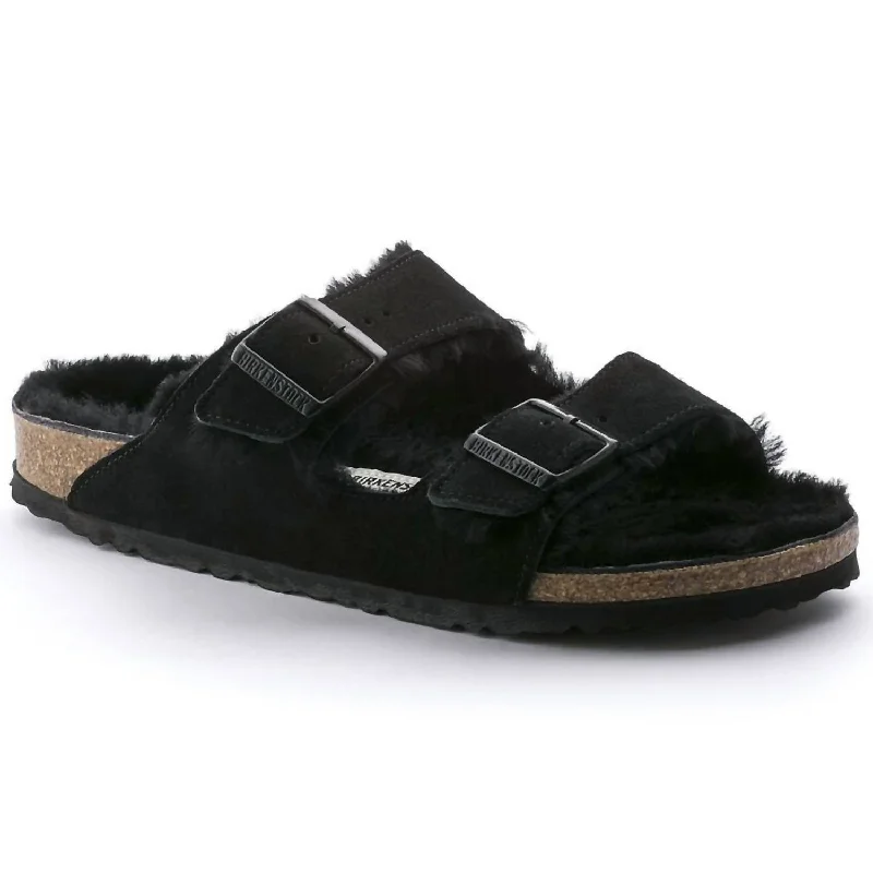 Women’s sandals work -Women's Arizona Shearling Sandals In Black