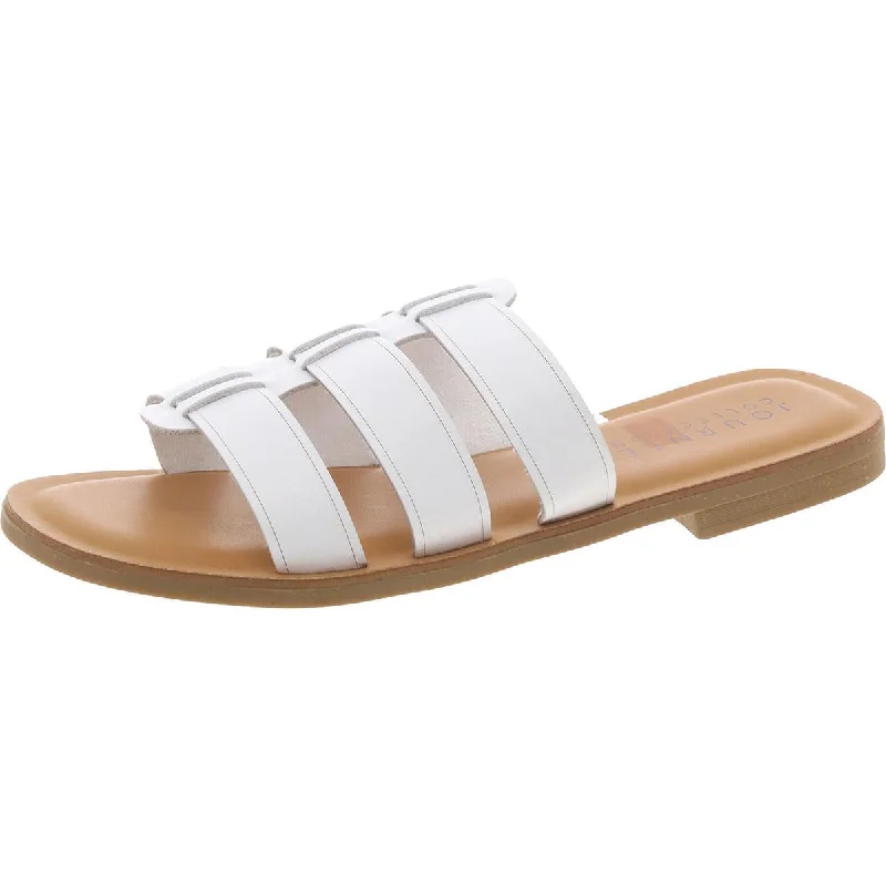 Women’s sandals modern -Womens Faux Leather Open Toe Slide Sandals