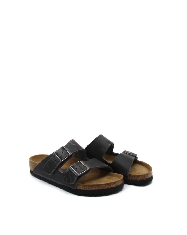 Women’s sandals chunky -Arizona Soft Footbed Narrow Sandal In Iron Leather