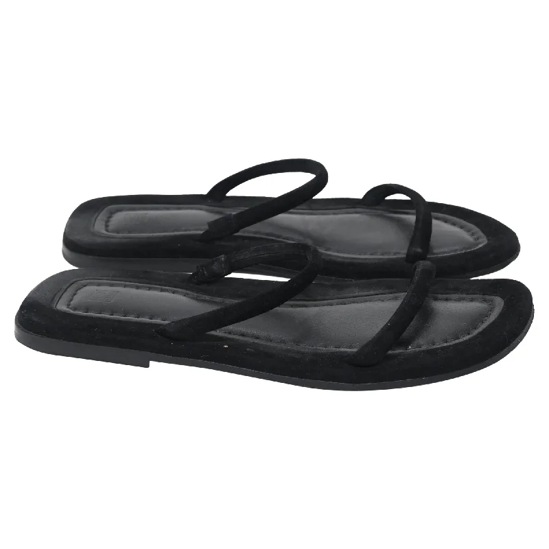 Women’s sandals modern -Totême The City Slides in Black Suede