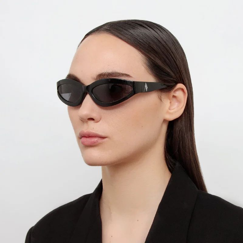 sunglasses shield style -Agnes Wrap Sunglasses in Black