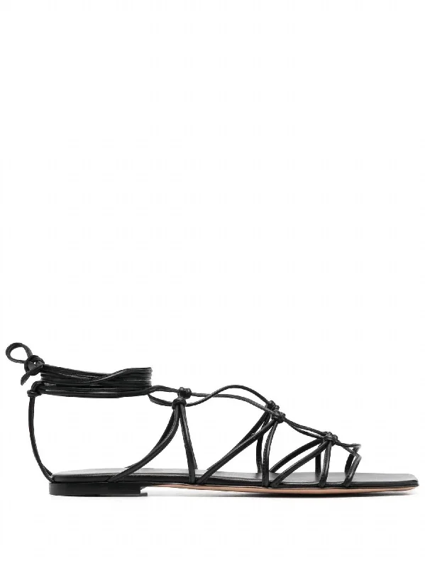 Women’s sandals low heel -Minas 05 Lace-Up Sandals In Black